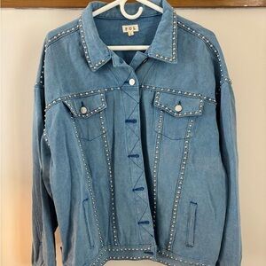 POL LIGHT BLUE JEAN JACKET with SILVER STUDS